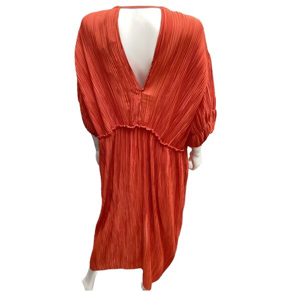 NWT Anthropologie Dress Women’s SZ 1X Deep V-Neck Lightweight Ribbed Long Orange - Picture 4 of 5